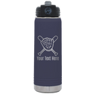 Personalized navy 20 oz vacuum insulated water bottle with 'Baseball and Glove' design