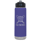 Personalized purple 20 oz vacuum insulated water bottle with 'Baseball and Glove' design
