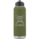 Personalized olive green 32 oz vacuum insulated water bottle with 'Baseball and Glove' design