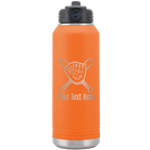 Personalized orange 32 oz vacuum insulated water bottle with 'Baseball and Glove' design
