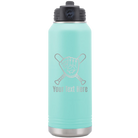 Personalized teal 32 oz vacuum insulated water bottle with 'Baseball and Glove' design
