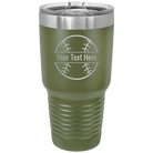Personalized olive green 30 oz vacuum insulated tumbler with 'Baseball' design
