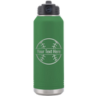 Personalized green 32 oz vacuum insulated water bottle with 'Baseball' design