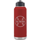 Personalized maroon 32 oz vacuum insulated water bottle with 'Baseball' design