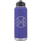 Personalized purple 32 oz vacuum insulated water bottle with 'Baseball' design