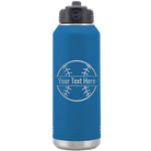 Personalized royal blue 32 oz vacuum insulated water bottle with 'Baseball' design