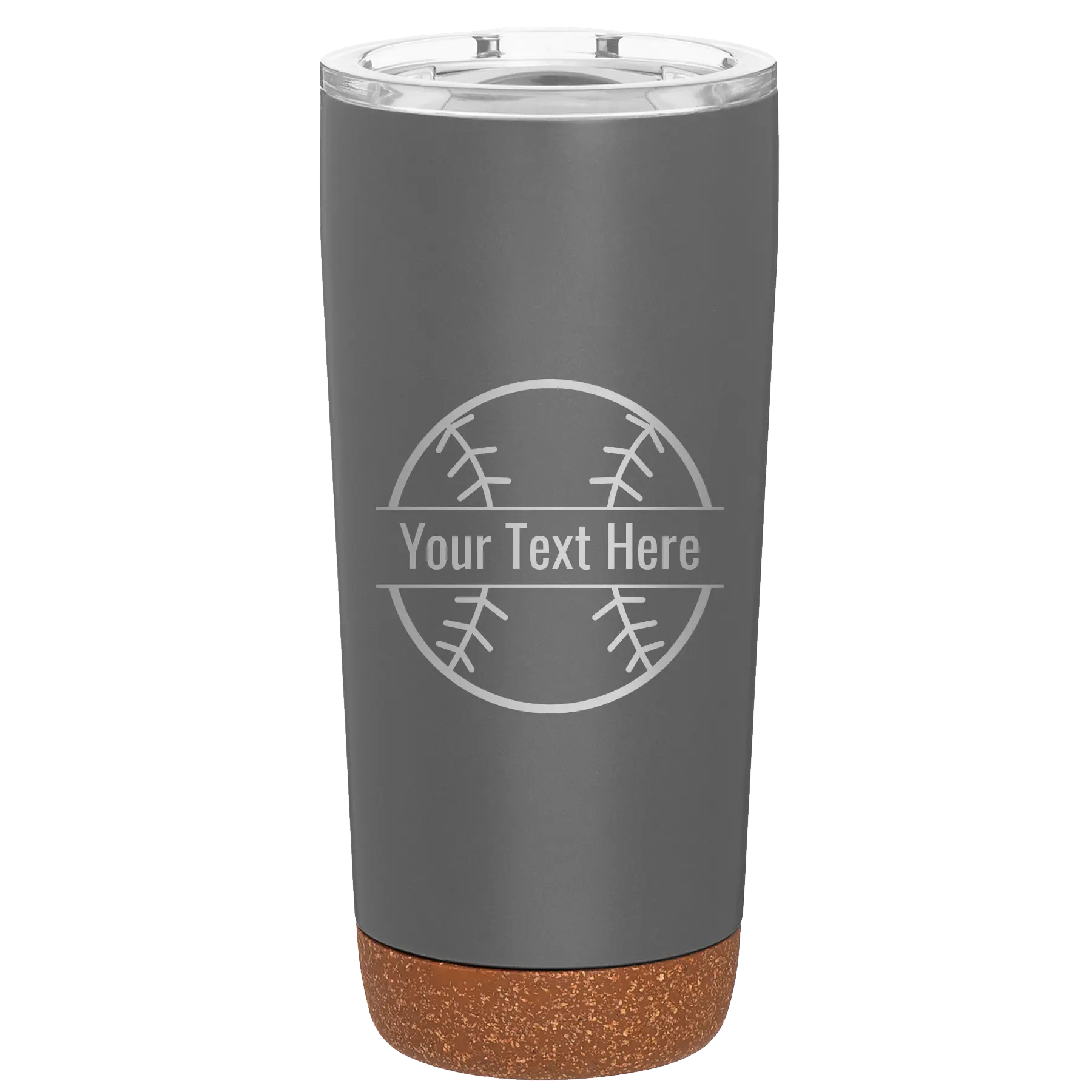 Personalized storm gray 20 oz vacuum insulated tumbler with 'Baseball' design