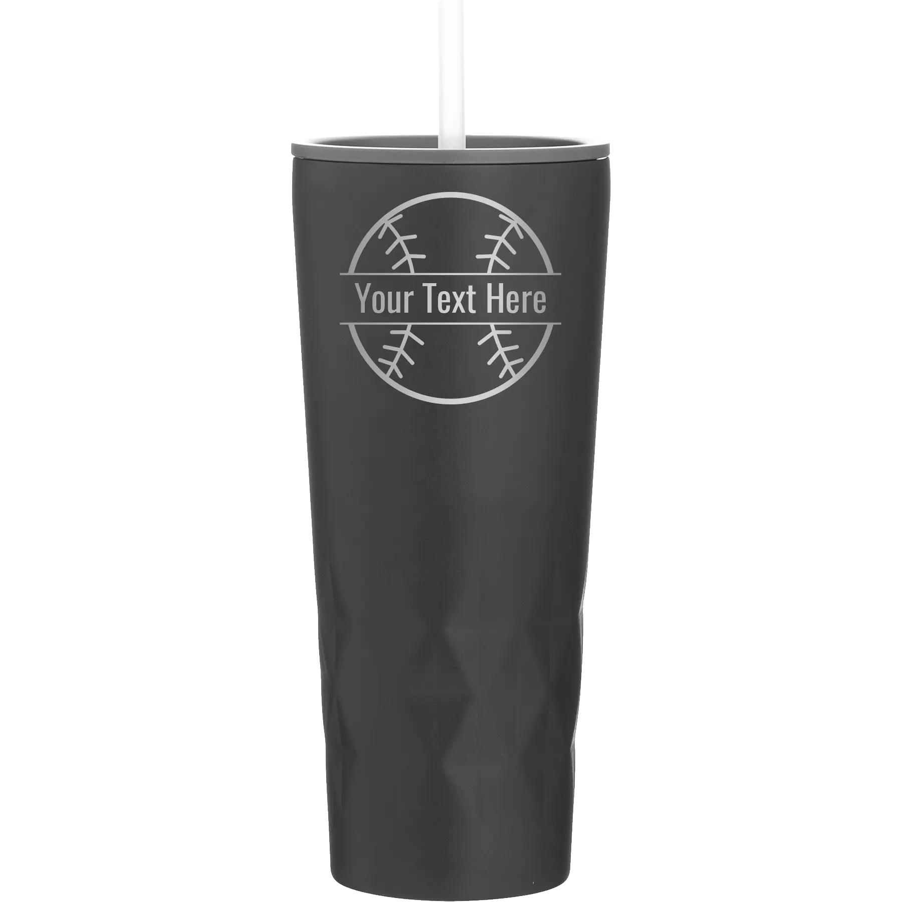Personalized black 20 oz vacuum insulated tumbler with 'Baseball' design