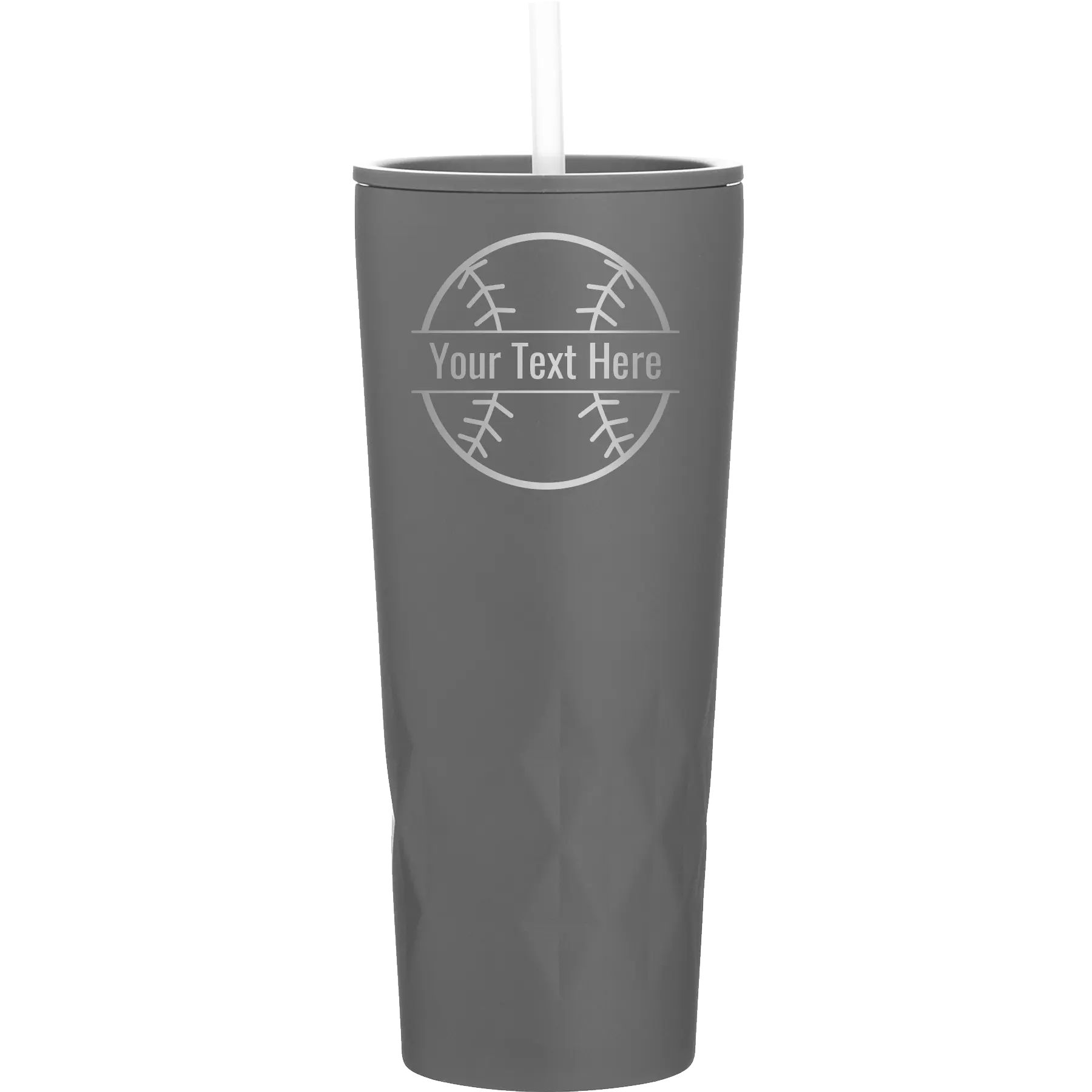 Personalized slate 20 oz vacuum insulated tumbler with 'Baseball' design