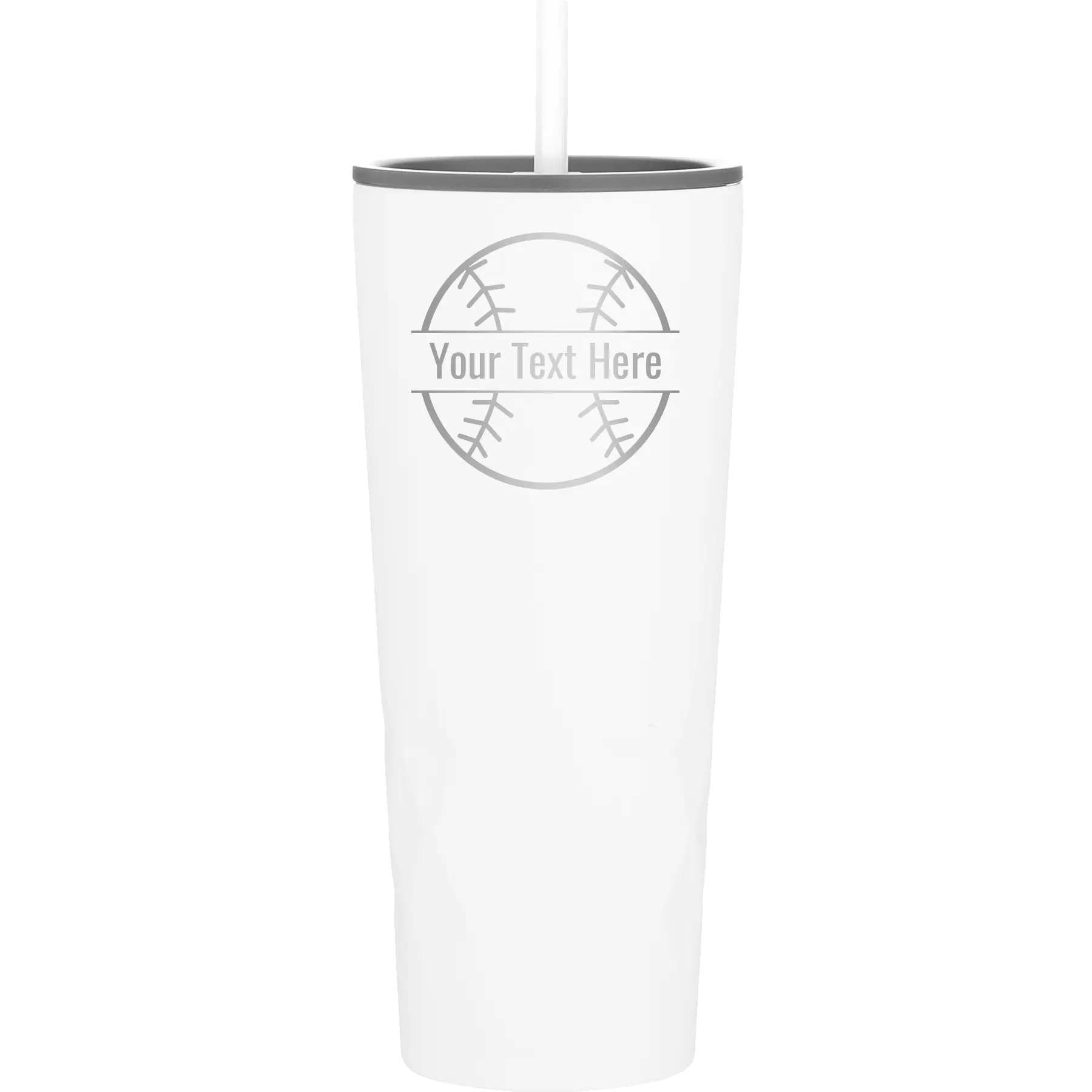 Personalized white 20 oz vacuum insulated tumbler with 'Baseball' design