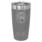 Personalized dark gray 20 oz vacuum insulated tumbler with 'Basketball' design