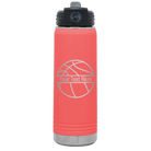Personalized coral 20 oz vacuum insulated water bottle with 'Basketball' design