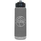 Personalized dark gray 20 oz vacuum insulated water bottle with 'Basketball' design