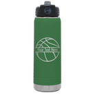 Personalized green 20 oz vacuum insulated water bottle with 'Basketball' design