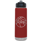 Personalized maroon 20 oz vacuum insulated water bottle with 'Basketball' design