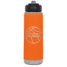 Personalized orange 20 oz vacuum insulated water bottle with 'Basketball' design