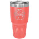 Personalized coral 30 oz vacuum insulated tumbler with 'Basketball' design