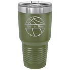 Personalized olive green 30 oz vacuum insulated tumbler with 'Basketball' design
