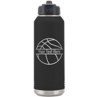 Personalized black 32 oz vacuum insulated water bottle with 'Basketball' design