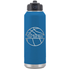 Personalized royal blue 32 oz vacuum insulated water bottle with 'Basketball' design