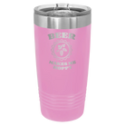 Laser etched light purple 20 oz vacuum insulated tumbler with 'Beer Makes Me Hoppy' design