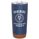 Laser etched constellation 20 oz vacuum insulated tumbler with 'Beer Makes Me Hoppy' design