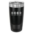 Laser etched black 20 oz vacuum insulated tumbler with 'Brew Enjoy Empty Repeat' design