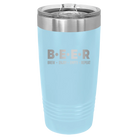 Laser etched light blue 20 oz vacuum insulated tumbler with 'Brew Enjoy Empty Repeat' design