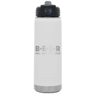 Laser etched white 20 oz vacuum insulated water bottle with 'Brew Enjoy Empty Repeat' design