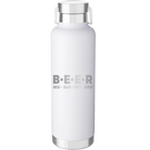 Laser etched white 24 oz vacuum insulated water bottle with 'Brew Enjoy Empty Repeat' design