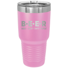 Laser etched light purple 30 oz vacuum insulated tumbler with 'Brew Enjoy Empty Repeat' design