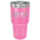 Laser etched pink 30 oz vacuum insulated tumbler with 'Brew Enjoy Empty Repeat' design