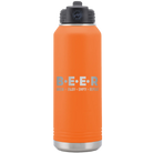 Laser etched orange 32 oz vacuum insulated water bottle with 'Brew Enjoy Empty Repeat' design