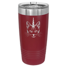 Laser etched maroon 20 oz vacuum insulated tumbler with 'Caticorn' design