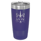 Laser etched purple 20 oz vacuum insulated tumbler with 'Caticorn' design