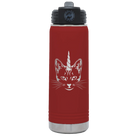 Laser etched maroon 20 oz vacuum insulated water bottle with 'Caticorn' design