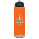 Laser etched orange 20 oz vacuum insulated water bottle with 'Caticorn' design