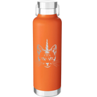 Laser etched orange 24 oz vacuum insulated water bottle with 'Caticorn' design