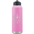Laser etched light purple 32 oz vacuum insulated water bottle with 'Caticorn' design