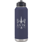 Laser etched navy 32 oz vacuum insulated water bottle with 'Caticorn' design