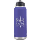Laser etched purple 32 oz vacuum insulated water bottle with 'Caticorn' design