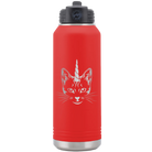 Laser etched red 32 oz vacuum insulated water bottle with 'Caticorn' design