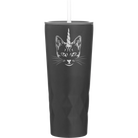 Laser etched black 20 oz vacuum insulated tumbler with 'Caticorn' design