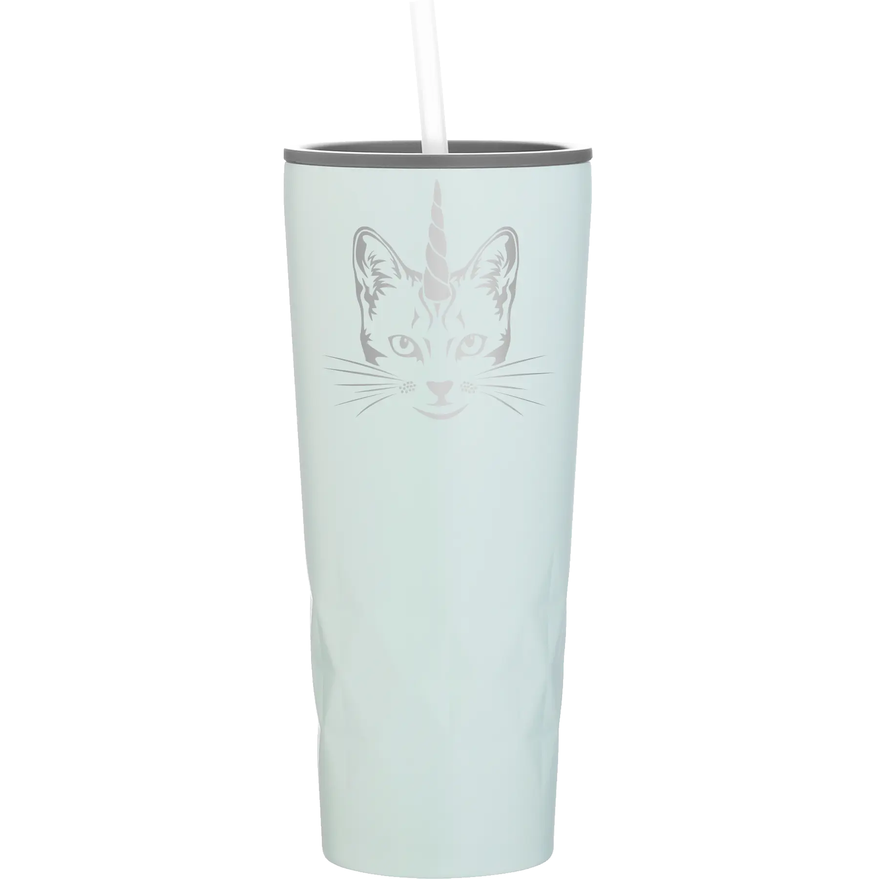 Laser etched meadow 20 oz vacuum insulated tumbler with 'Caticorn' design