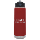 Personalized maroon 20 oz vacuum insulated water bottle with 'Coach Baseball' design
