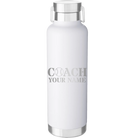 Personalized white 24 oz vacuum insulated water bottle with 'Coach Baseball' design