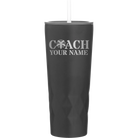 Personalized black 20 oz vacuum insulated tumbler with 'Coach Cheer' design