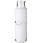 Personalized white 24 oz vacuum insulated water bottle with 'Coach Golf' design