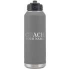 Personalized dark gray 32 oz vacuum insulated water bottle with 'Coach Golf' design
