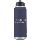 Personalized navy 32 oz vacuum insulated water bottle with 'Coach Golf' design